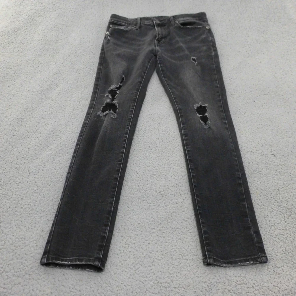 American Eagle Skinny Distressed Jeans Mens 32x32 Faded Black Ripped Denim